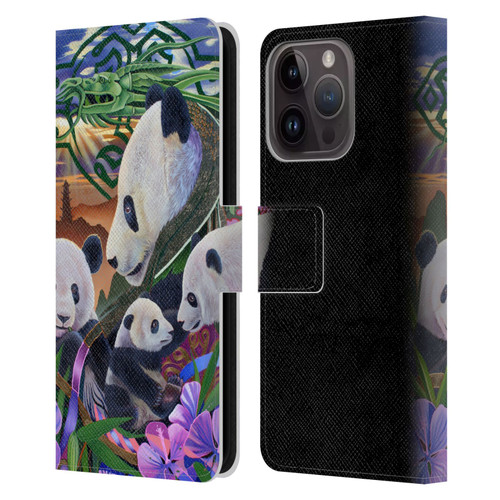 Graeme Stevenson Wildlife Pandas Leather Book Wallet Case Cover For Apple iPhone 15 Pro