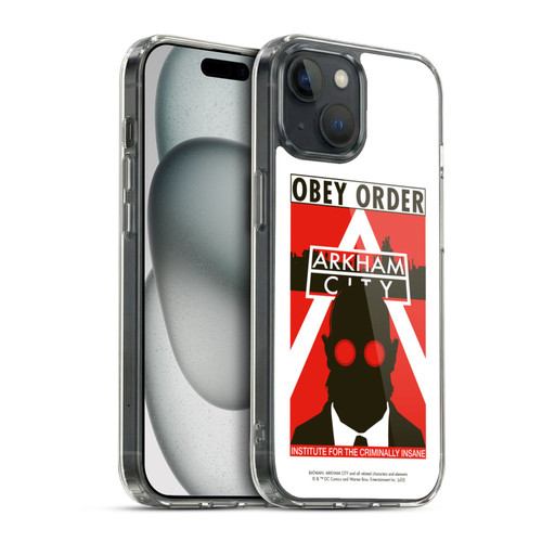 Batman Arkham City Graphics Hugo Strange Obey Order Soft Gel Case for Apple iPhone 15