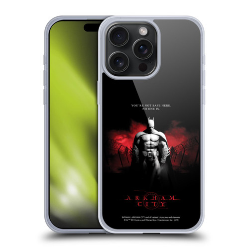 Batman Arkham City Graphics Batman Not Safe Here Soft Gel Case for Apple iPhone 15 Pro Max