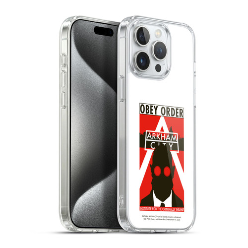 Batman Arkham City Graphics Hugo Strange Obey Order Soft Gel Case for Apple iPhone 15 Pro Max & MagSafe