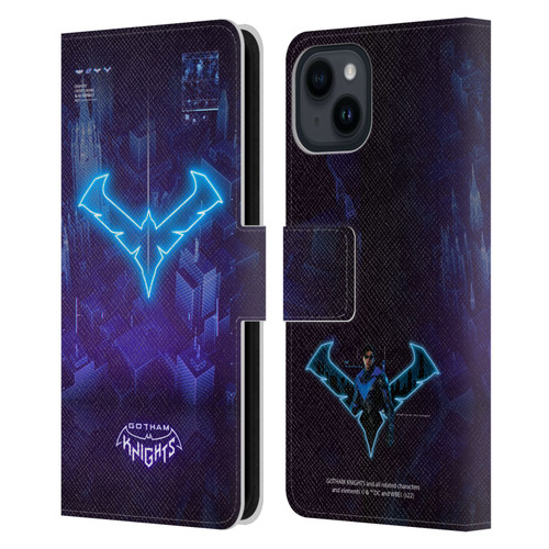 Gotham Knights Character Art Nightwing Leather Book Wallet Case Cover For Apple iPhone 15