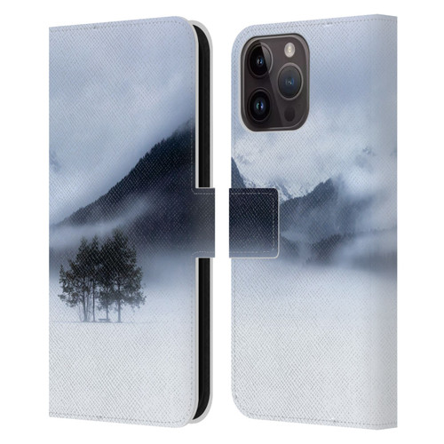 Patrik Lovrin Magical Foggy Landscape Fog, Mountains And A Tree Leather Book Wallet Case Cover For Apple iPhone 15 Pro Max