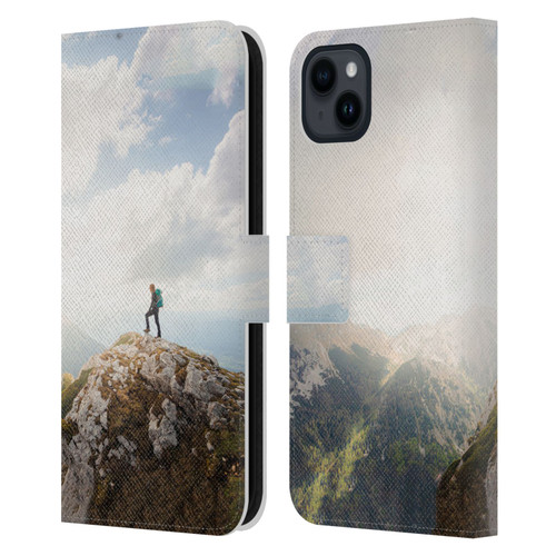 Patrik Lovrin Wanderlust Mountain Wanderer Leather Book Wallet Case Cover For Apple iPhone 15 Plus