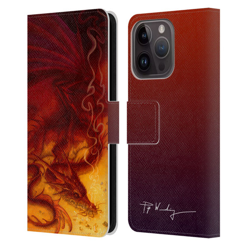 Piya Wannachaiwong Dragons Of Fire Treasure Leather Book Wallet Case Cover For Apple iPhone 15 Pro