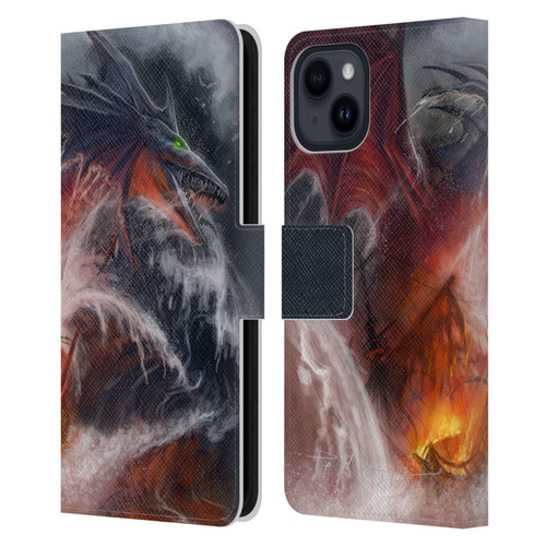 Piya Wannachaiwong Dragons Of Sea And Storms Sea Fire Dragon Leather Book Wallet Case Cover For Apple iPhone 15