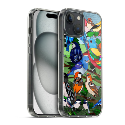 Suzan Lind Birds Stained Glass Soft Gel Case for Apple iPhone 15 & MagSafe
