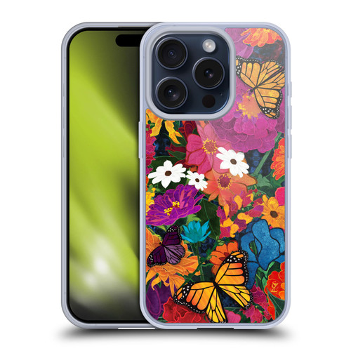 Suzan Lind Butterflies Flower Collage Soft Gel Case for Apple iPhone 15 Pro