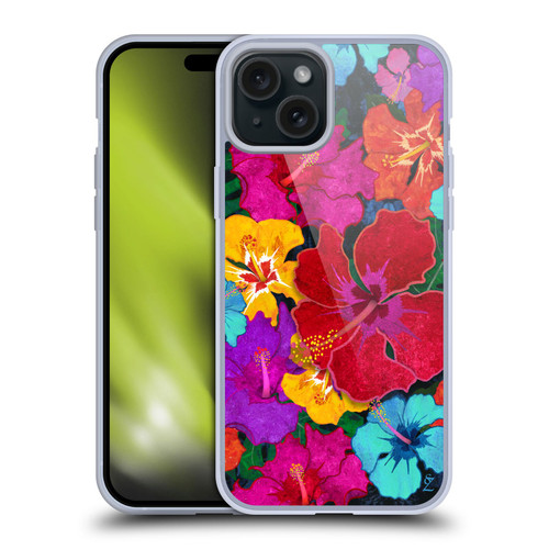 Suzan Lind Colours & Patterns Tropical Hibiscus Soft Gel Case for Apple iPhone 15 Plus