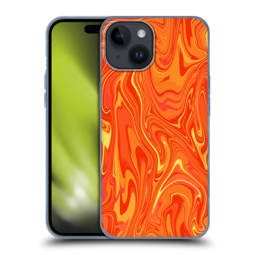 Suzan Lind Marble 2 Orange Soft Gel Case for Apple iPhone 15