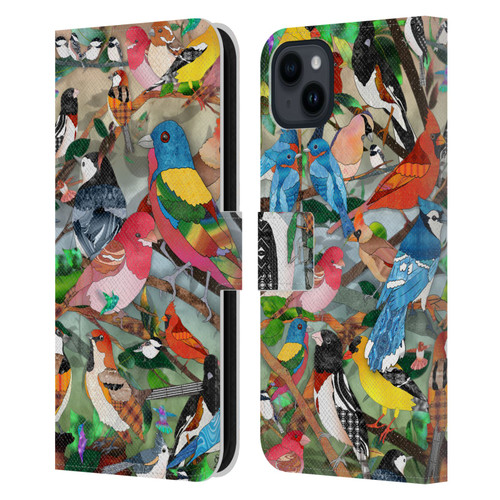Suzan Lind Birds Medley 2 Leather Book Wallet Case Cover For Apple iPhone 15 Plus
