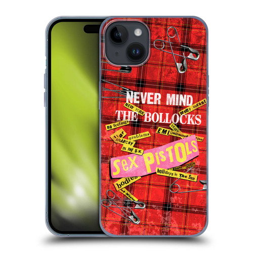 Sex Pistols Band Art Tartan Print Song Art Soft Gel Case for Apple iPhone 15 Plus