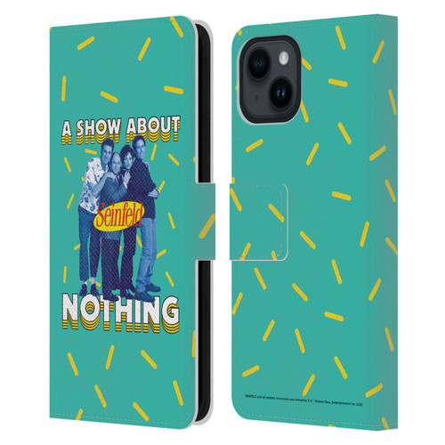 Seinfeld Graphics A Show About Nothing Leather Book Wallet Case Cover For Apple iPhone 15
