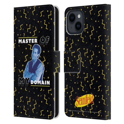 Seinfeld Graphics Master Of My Domain Leather Book Wallet Case Cover For Apple iPhone 15