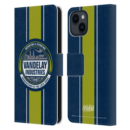 Seinfeld Graphics Vandelay Industries Leather Book Wallet Case Cover For Apple iPhone 15