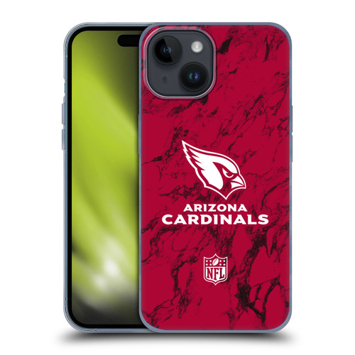NFL Arizona Cardinals Graphics Coloured Marble Soft Gel Case for Apple iPhone 15