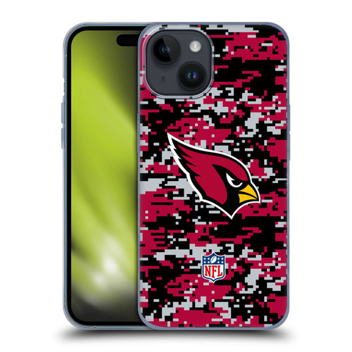 NFL Arizona Cardinals Graphics Digital Camouflage Soft Gel Case for Apple iPhone 15