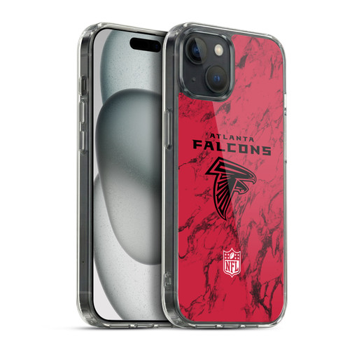 NFL Atlanta Falcons Graphics Coloured Marble Soft Gel Case for Apple iPhone 15 Plus & MagSafe