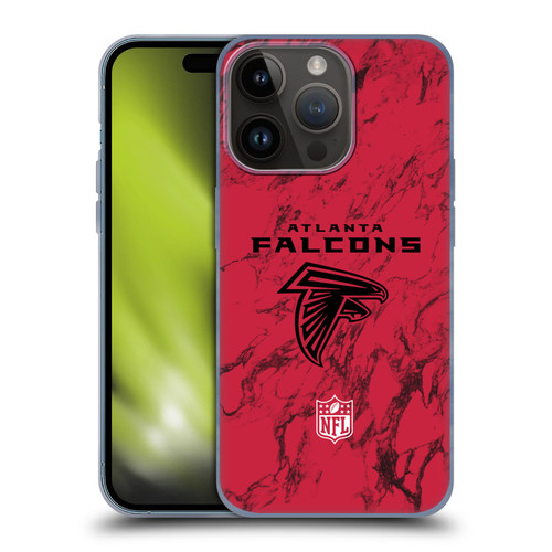 NFL Atlanta Falcons Graphics Coloured Marble Soft Gel Case for Apple iPhone 15 Pro