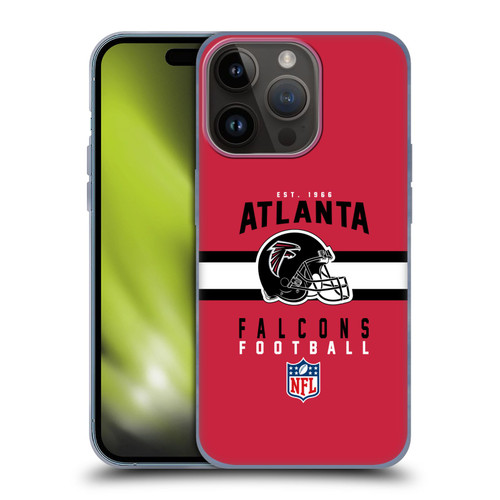 NFL Atlanta Falcons Graphics Helmet Typography Soft Gel Case for Apple iPhone 15 Pro