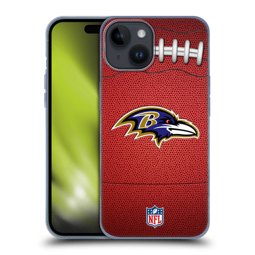 NFL Baltimore Ravens Graphics Football Soft Gel Case for Apple iPhone 15