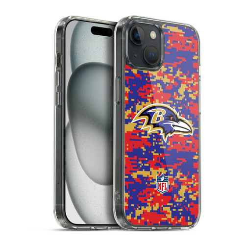 NFL Baltimore Ravens Graphics Digital Camouflage Soft Gel Case for Apple iPhone 15 Plus & MagSafe