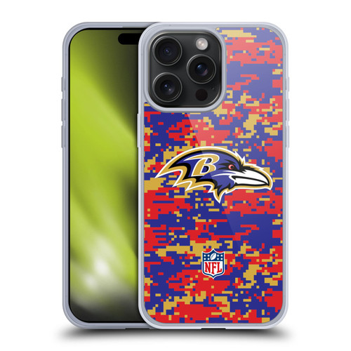 NFL Baltimore Ravens Graphics Digital Camouflage Soft Gel Case for Apple iPhone 15 Pro Max