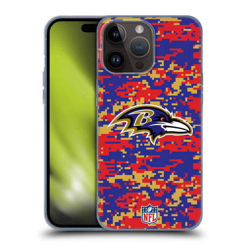 NFL Baltimore Ravens Graphics Digital Camouflage Soft Gel Case for Apple iPhone 15 Pro Max