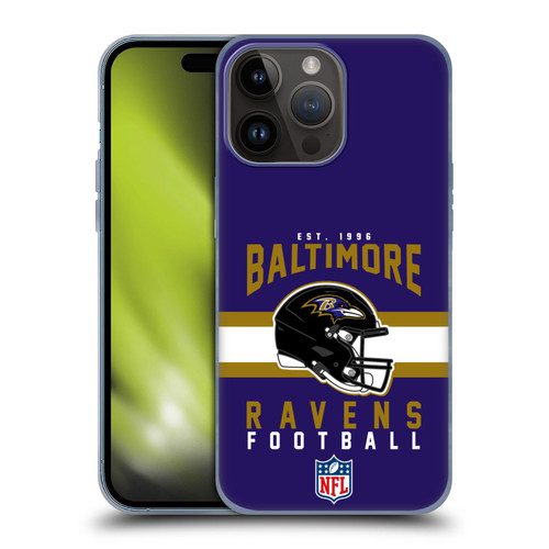 NFL Baltimore Ravens Graphics Helmet Typography Soft Gel Case for Apple iPhone 15 Pro Max