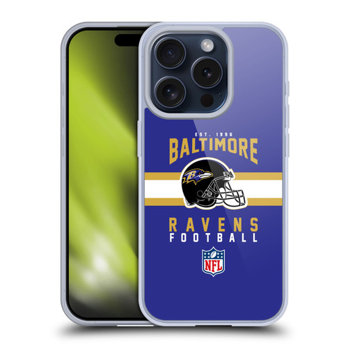 NFL Baltimore Ravens Graphics Helmet Typography Soft Gel Case for Apple iPhone 15 Pro