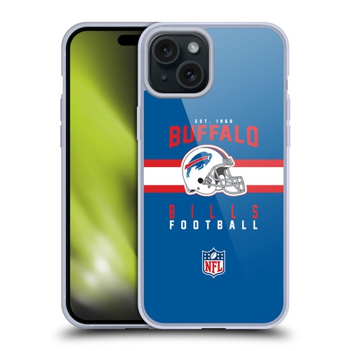 NFL Buffalo Bills Graphics Helmet Typography Soft Gel Case for Apple iPhone 15 Plus