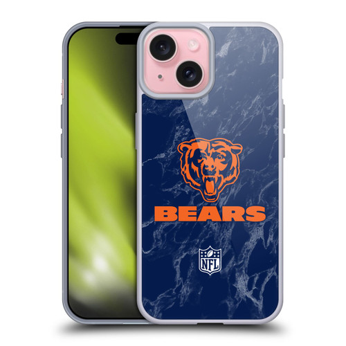 NFL Chicago Bears Graphics Coloured Marble Soft Gel Case for Apple iPhone 15