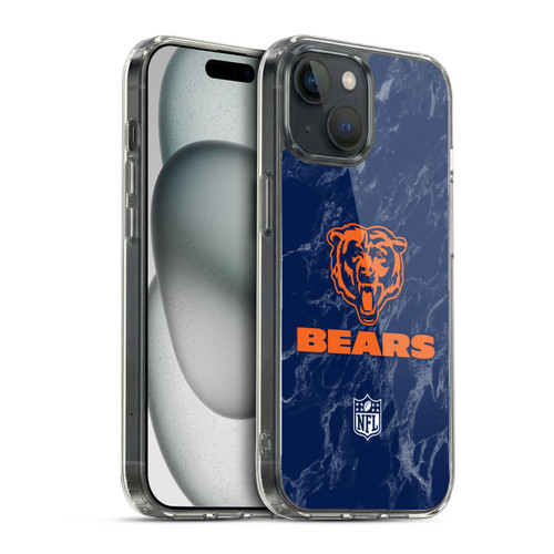 NFL Chicago Bears Graphics Coloured Marble Soft Gel Case for Apple iPhone 15
