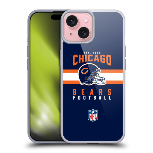 NFL Chicago Bears Graphics Helmet Typography Soft Gel Case for Apple iPhone 15