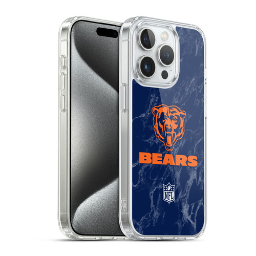 NFL Chicago Bears Graphics Coloured Marble Soft Gel Case for Apple iPhone 15 Pro