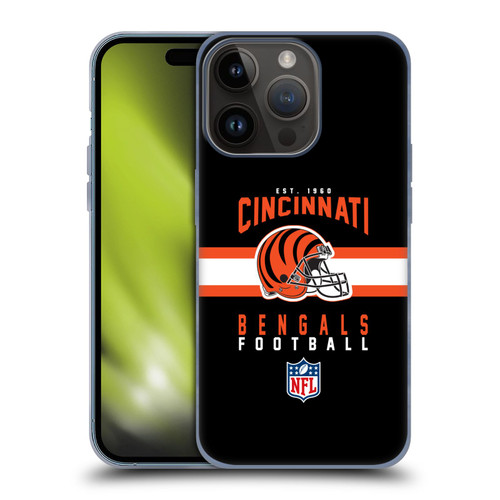 NFL Cincinnati Bengals Graphics Helmet Typography Soft Gel Case for Apple iPhone 15 Pro