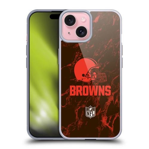 NFL Cleveland Browns Graphics Coloured Marble Soft Gel Case for Apple iPhone 15