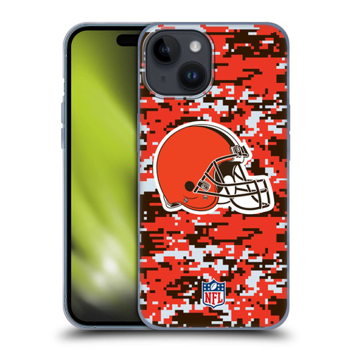 NFL Cleveland Browns Graphics Digital Camouflage Soft Gel Case for Apple iPhone 15