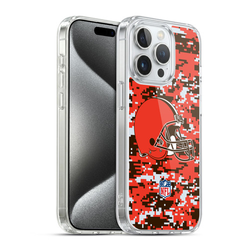 NFL Cleveland Browns Graphics Digital Camouflage Soft Gel Case for Apple iPhone 15 Pro & MagSafe