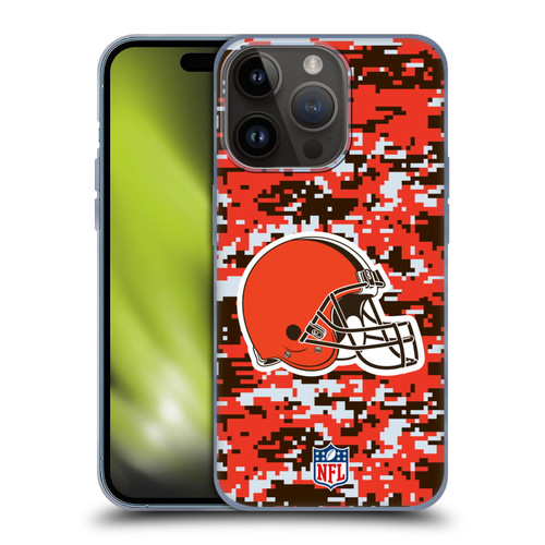 NFL Cleveland Browns Graphics Digital Camouflage Soft Gel Case for Apple iPhone 15 Pro