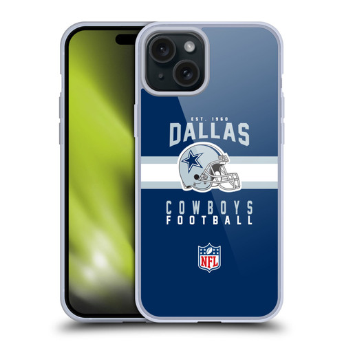 NFL Dallas Cowboys Graphics Helmet Typography Soft Gel Case for Apple iPhone 15 Plus