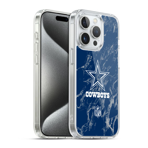 NFL Dallas Cowboys Graphics Coloured Marble Soft Gel Case for Apple iPhone 15 Pro & MagSafe