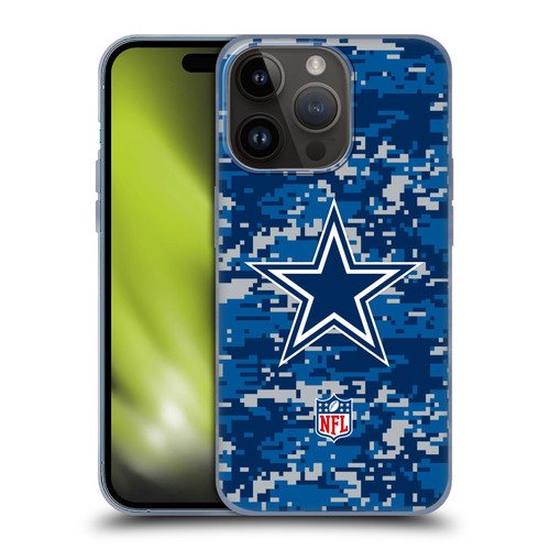 NFL Dallas Cowboys Graphics Digital Camouflage Soft Gel Case for Apple iPhone 15 Pro