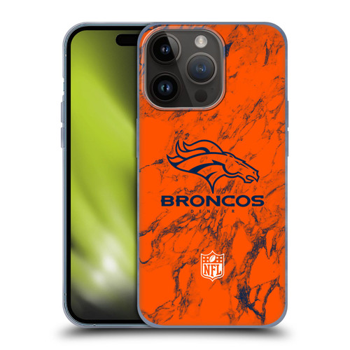 NFL Denver Broncos Graphics Coloured Marble Soft Gel Case for Apple iPhone 15 Pro