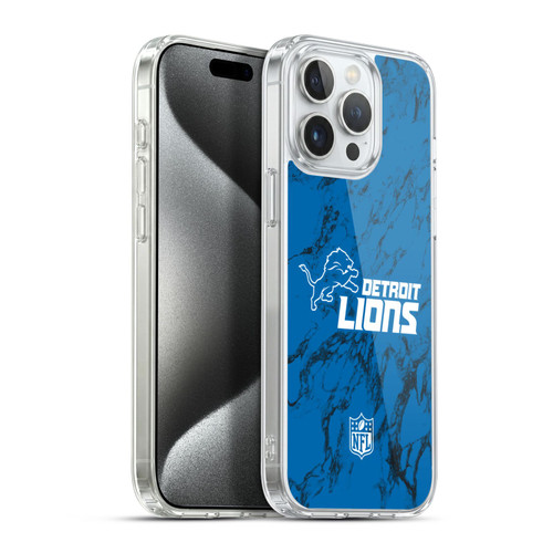 NFL Detroit Lions Graphics Coloured Marble Soft Gel Case for Apple iPhone 15 Pro Max & MagSafe