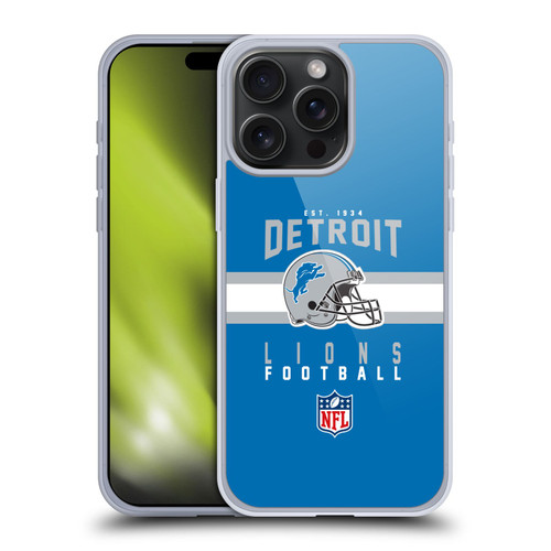 NFL Detroit Lions Graphics Helmet Typography Soft Gel Case for Apple iPhone 15 Pro Max