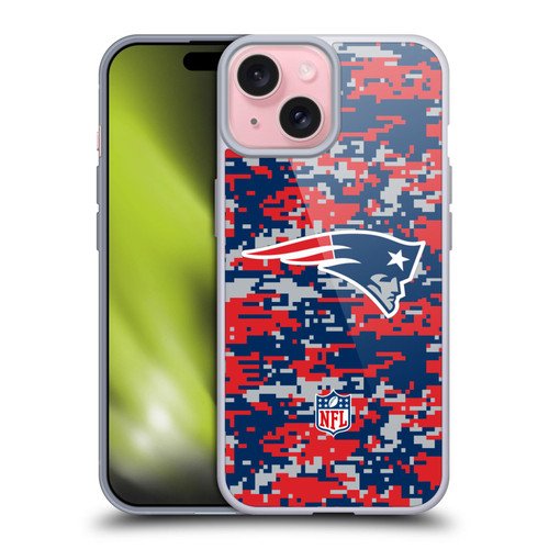 NFL New England Patriots Graphics Digital Camouflage Soft Gel Case for Apple iPhone 15