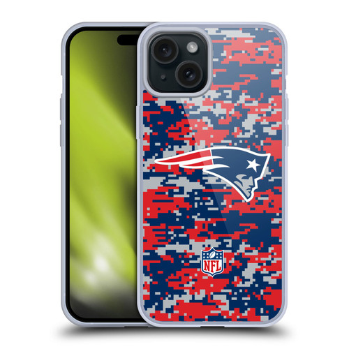 NFL New England Patriots Graphics Digital Camouflage Soft Gel Case for Apple iPhone 15 Plus