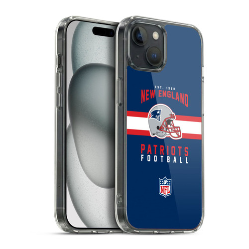 NFL New England Patriots Graphics Helmet Typography Soft Gel Case for Apple iPhone 15 Plus