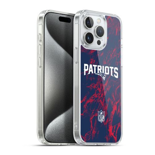 NFL New England Patriots Graphics Coloured Marble Soft Gel Case for Apple iPhone 15 Pro Max
