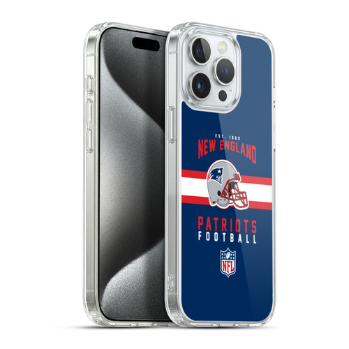 NFL New England Patriots Graphics Helmet Typography Soft Gel Case for Apple iPhone 15 Pro Max